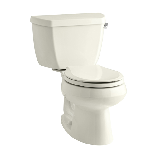Kohler K-3577-RA-96 Wellworth Two Piece Round Front 1.28 gpf Toilet with Class Five Flush Technology and Right Hand Trip Lever - Biscuit