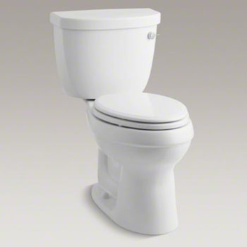 Kohler K-3609-RA-0 Cimarron Comfort Height Elongated 1.28 gpf Toilet With Class Six Technology and Right-Hand Trip Lever, Less Seat - White