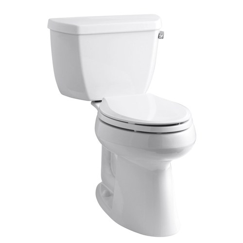 Kohler K-3713-RA-0 Highline Comfort Height Two Piece Elongated 1.28 gpf Toilet with Class Five Flush Technology and Right Hand Trip Lever - White