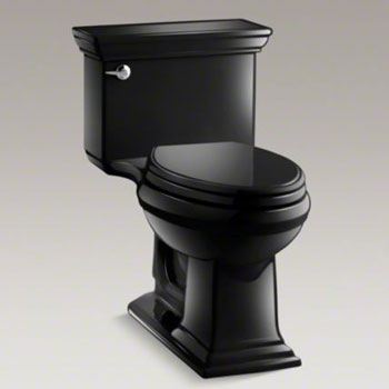 Kohler K-3813-7 Memoirs Comfort Height One-Piece Elongated 1.28 gpf Toilet with Stately Design - Black