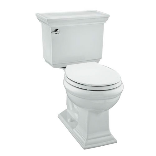 Kohler K-3933-7 Memoirs Comfort Height Two Piece Round Front 1.28 GPF Toilet with Stately Design - Black (Pictured in White)