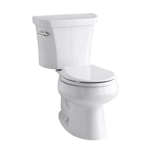 Kohler K-3997-0 Wellworth Two Piece Round Front 1.28 gpf Toilet with Class Five Flush Technology and Left Hand Trip Lever - White