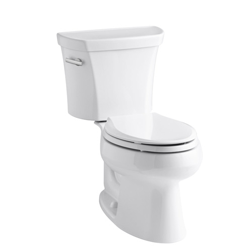 Kohler K-3998-0 Wellworth Two Piece Elongated 1.28 gpf Toilet with Class Five Flush Technology and Left Hand Trip Lever - White