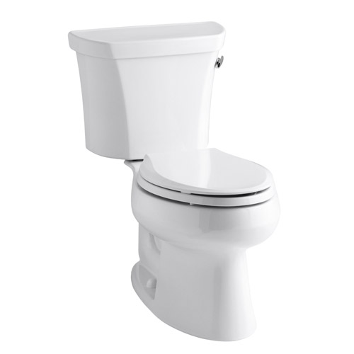Kohler K-3998-RA-0 Wellworth Two Piece Elongated 1.28 gpf Toilet with Class Five flush Technology and Right Hand Trip Lever - White