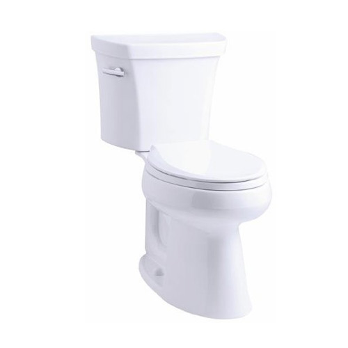 Kohler K-3999-0 Highline Comfort Height Two Piece Elongated 1.28 gpf Toilet with Class Five Flush Technology and Left Hand Trip Lever - White