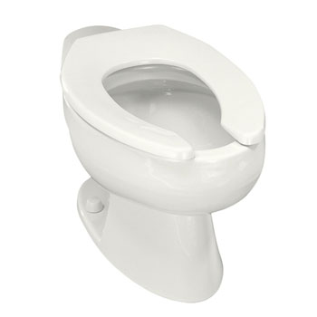Kohler K-4349-0 Wellcomme 1.6 gpf Flushometer Valve Elongated Toilet Bowl with Rear Inlet, Requires Seat - White