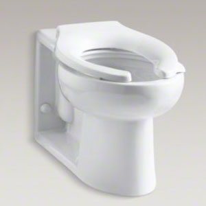 Kohler K-4398-0 Anglesey 1.6 gpf Flushometer Valve Elongated Bowl with Integral Seat and Rear Inlet - White