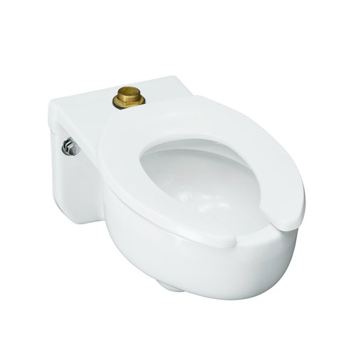 Kohler K-4450-C-0 Stratton Wallmounted 3.5 gpf Water Guard Flushometer Valve Elongated Blow Out Toilet Bowl with Top Inlet - White