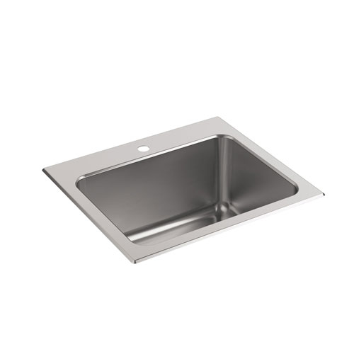 Kohler K-5798-1-NA Ballad 25 in x 22 in x 11-5/8 in Top-mount Utility Sink with Single Faucet Hole - Stainless Steel