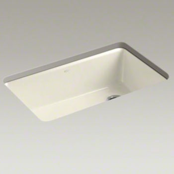 Kohler K-5871-5UA3-47 Riverby Single Bowl Undermount Kitchen Sink with Accessories - Almond