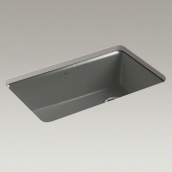 Kohler K-5871-5UA3-58 Riverby Single Bowl Undermount Kitchen Sink with Accessories - Thunder Grey