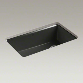 Kohler K-5871-5UA3-7 Riverby Single Bowl Undermount Kitchen Sink with Accessories - Black