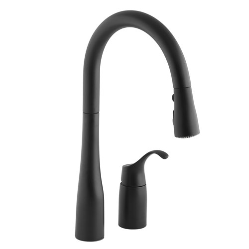 Kohler K-647-BL Simplice Single Handle Pulldown Kitchen Faucet - Matte Black