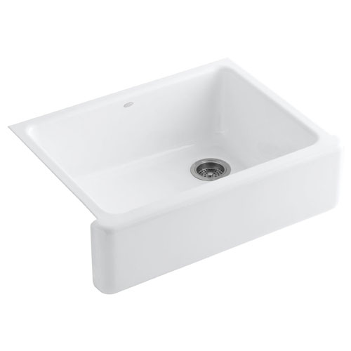 Kohler K-6487-0 Whitehaven Self-Trimming Apron Front Single Basin Kitchen Sink with Tall Apron - White