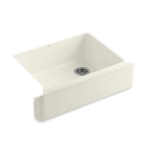 Kohler K-6487-96 Whitehaven Self-Trimming Apron Front Single Basin Kitchen Sink with Tall Apron - Biscuit