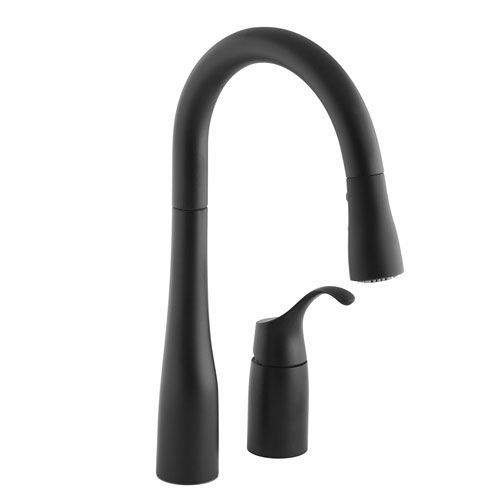 Kohler K-649-BL Simplice Single Handle Pulldown Secondary Sink Faucet - Matte Black