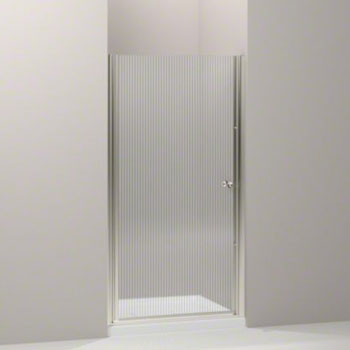 Kohler K-702400-G54-MX Fluence Frameless Pivot Shower Door with Falling Lines Glass - Matte Nickel