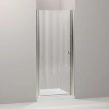 Kohler K-702402-G54-MX Fluence Frameless Pivot Shower Door with Falling Lines Glass - Matte Nickel