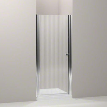 Kohler K-702402-G54-SH Fluence Frameless Pivot Shower Door with Falling Lines Glass - Bright Silver