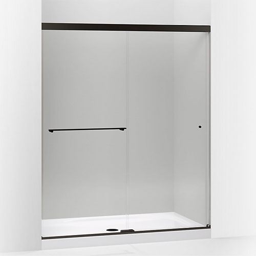 Kohler K-707206-L-ABZ Revel Sliding Shower Door, 76 in H x 56-5/8 - 59-5/8 in W, with 5/16 in Thick Crystal Clear Glass - Brushed Bronze