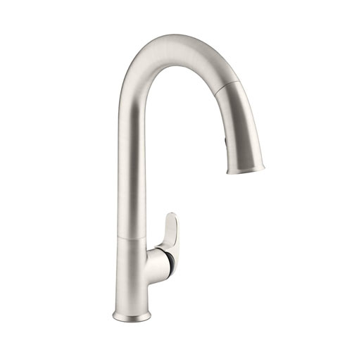 Kohler K-72218-B7-VS Sensate Touchless Pull Down Kitchen Faucet with Black Accents, DockNetik Magnetic Docking System, and 3 Function Sprayhead - Vibrant Stainless