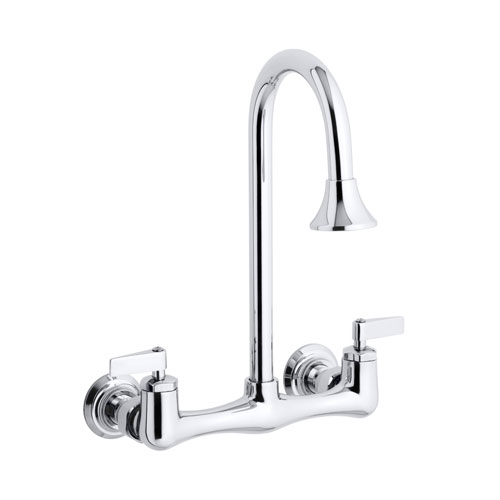 Kohler K-7319-4-CP Triton Double Lever Handle Utility Sink Faucet with Rosespray Gooseneck Spout - Chrome