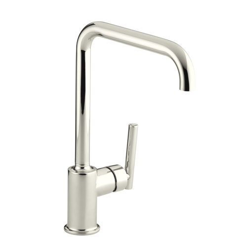 Kohler K-7507-SN Purist Single Hole Kitchen Sink Faucet with 8 in Spout - Polished Nickel