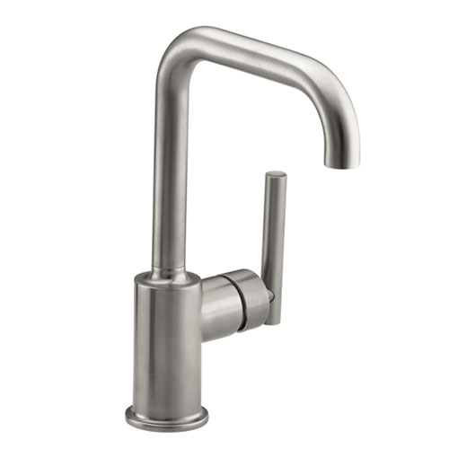 Kohler K-7509-VS Purist Single Hole Kitchen Sink Faucet with 6 in Spout - Vibrant Stainless