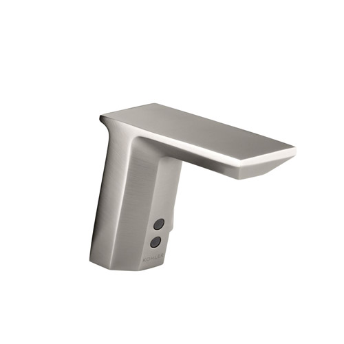 Kohler K-7517-VS Geometric Touchless Hybrid Energy Cell Powered Lavatory Faucet with Insight Technology, Temperature Mixer - Vibrant Stainless