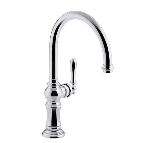 Kohler K-99263-CP Artifacts Single Hole Kitchen Sink Faucet with 14-11/16 in Swing Spout - Chrome