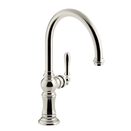 Kohler K-99263-SN Artifacts Single Hole Kitchen Sink Faucet with 14-11/16 in Swing Spout - Polished Nickel