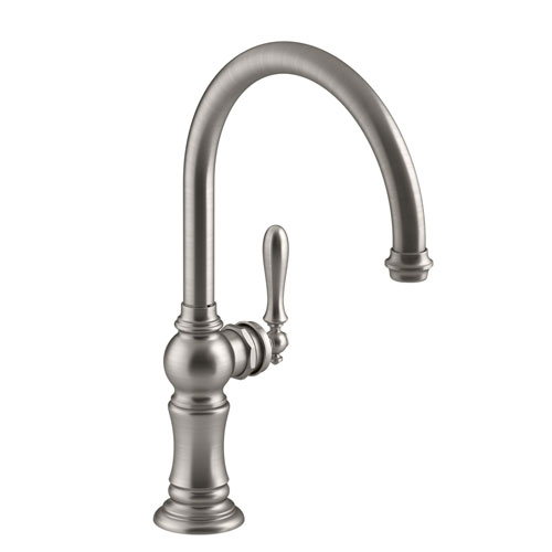 Kohler K-99263-VS Artifacts Single Hole Kitchen Sink Faucet with 14-11/16 in Swing Spout - Vibrant Stainless