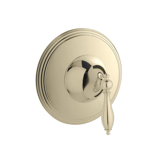 Kohler K-T10301-4M-AF Finial Traditional Thermostatic Valve Trim with Lever Handle and Polished Accents - French Gold (Valve Not Included)