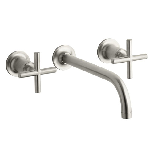 Kohler K-T14414-3-BN Purist Two Handle Wall Mount Bathroom Faucet - Brushed Nickel