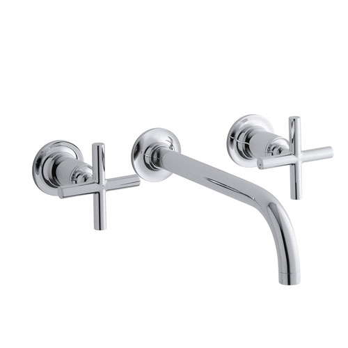 Kohler K-T14414-3-CP Purist Two Handle Wall Mount Bathroom Faucet - Polished Chrome