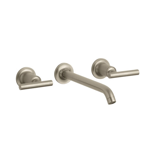 Kohler K-T14415-4-BV Purist Wall-Mount Lavatory Faucet Trim with 8-1/4 in Spout and Lever Handles - Brushed Bronze