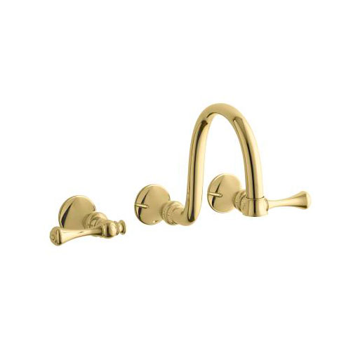 Kohler K-T16106-4A-PB Revival Two Handle Wall-Mount Lavatory Faucet - Polished Brass