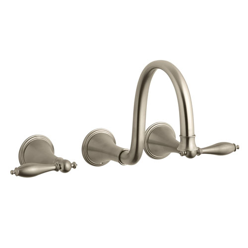 Kohler K-T343-4M-BV Finial Traditional Wall-Mount Lavatory Faucet Trim with Lever Handles - Brushed Bronze