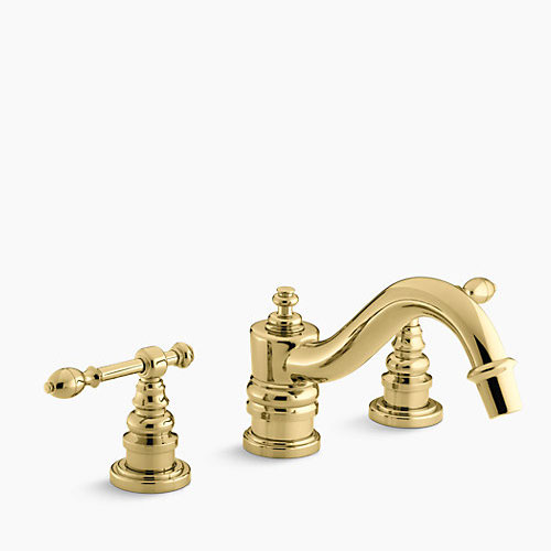 Kohler K-T6906-4-PB IV Georges Brass Deck-Mount Roman Tub Faucet w/ Lever Handles Trim Only - Polished Brass