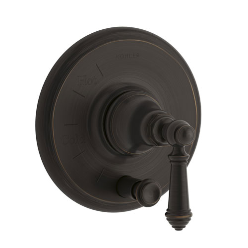 Kohler K-T72768-4-2BZ Artifacts Rite Temp Pressure Balancing Valve Trim with Push Button Diverter and Lever Handle - Oil Rubbed Bronze