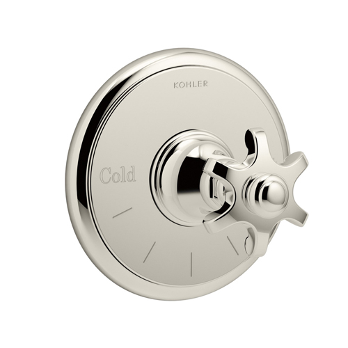 Kohler K-T72769-3M-SN Artifacts Thermostatic Valve Trim with Prong Handle - Polished Nickel