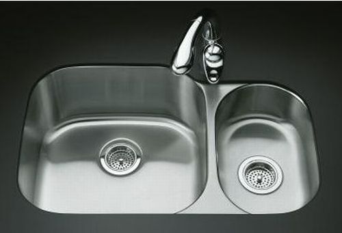 Kohler K-3355 Undertone High/Low Undercounter Kitchen Sink, Rounded Basin Style - Stainless Steel