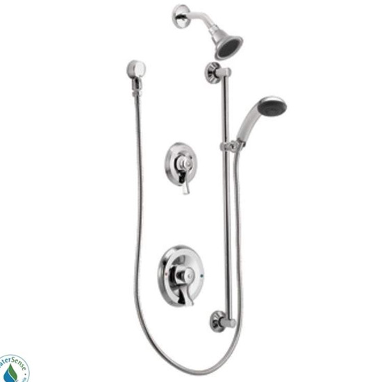 Moen T8342EP15 Commercial Shower System Trim Package with 1.5 GPM Single Function Shower Head Less Rough-In Valve - Chrome