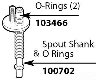 Moen 100702 Widespread Spout Shank & O Rings