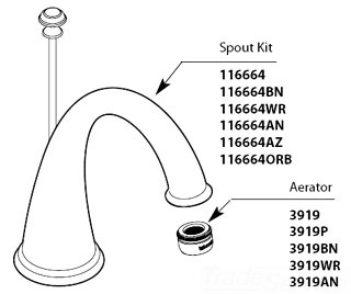Moen 116664BN Spout Kit for T6125 Series - Brushed Nickel