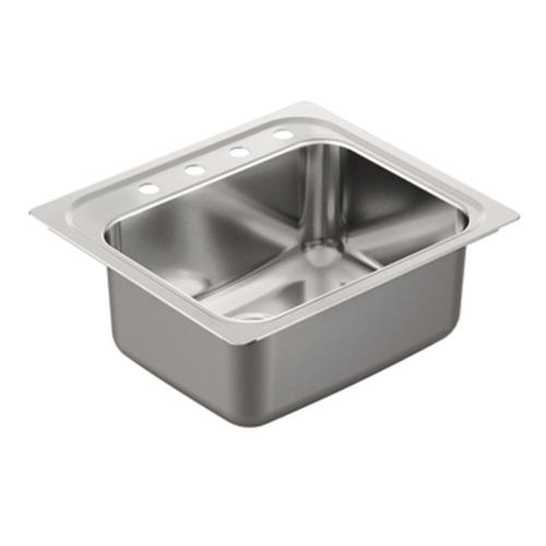 Moen G181954 1800 Series 18 Gauge 4 Hole Single Bowl Drop in Kitchen Sink - Stainless Steel