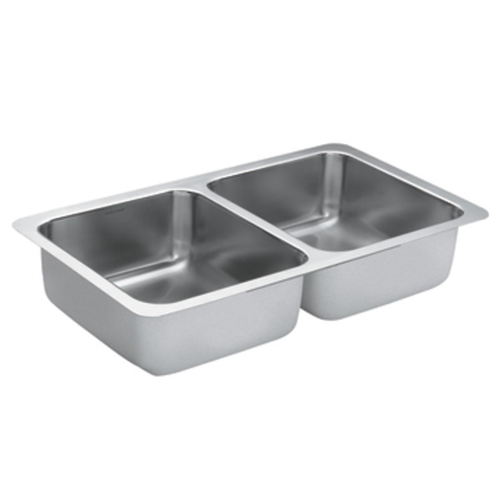 Moen G18210 1800 Series 18 Gauge Double Bowl Undermount Kitchen Sink - Stainless Steel