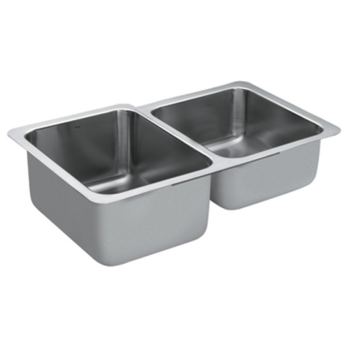 Moen G18231 1800 Series 18 Gauge Double Bowl Undermount Kitchen Sink - Stainless Steel