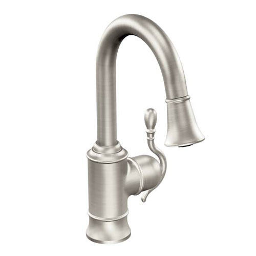 Moen S6208SRS Woodmere Single Handle High Arc Pulldown Bar Faucet - Spot Resist Stainless