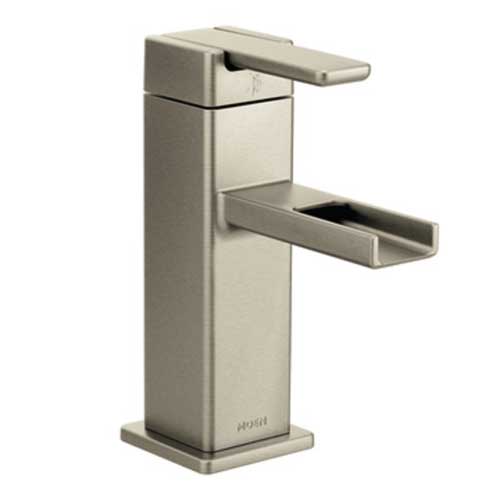 Moen S6705BN 90 Degree One Handle Low Arc Lavatory Faucet - Brushed Nickel